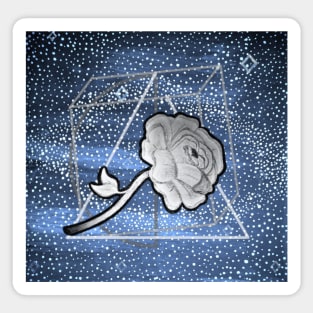 Geometric Rose, Galactic Rose (Light Blue Galaxy) Sticker